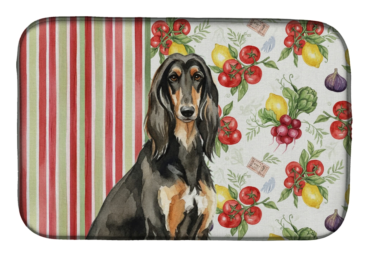 Picture of Carolines Treasures WDK8065DDM 21 x 14 in. Black & Tan Afghan Hound Vegetables Dish Drying Mat