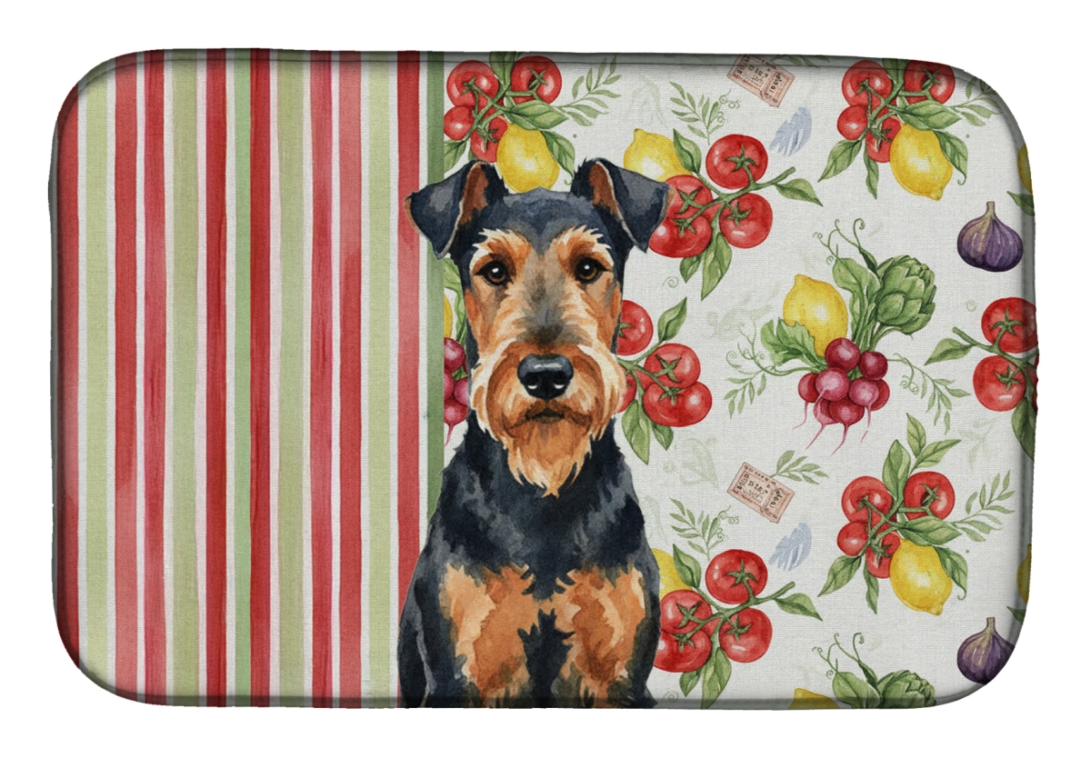 Picture of Carolines Treasures WDK8067DDM 21 x 14 in. Airedale Terrier Vegetables Dish Drying Mat