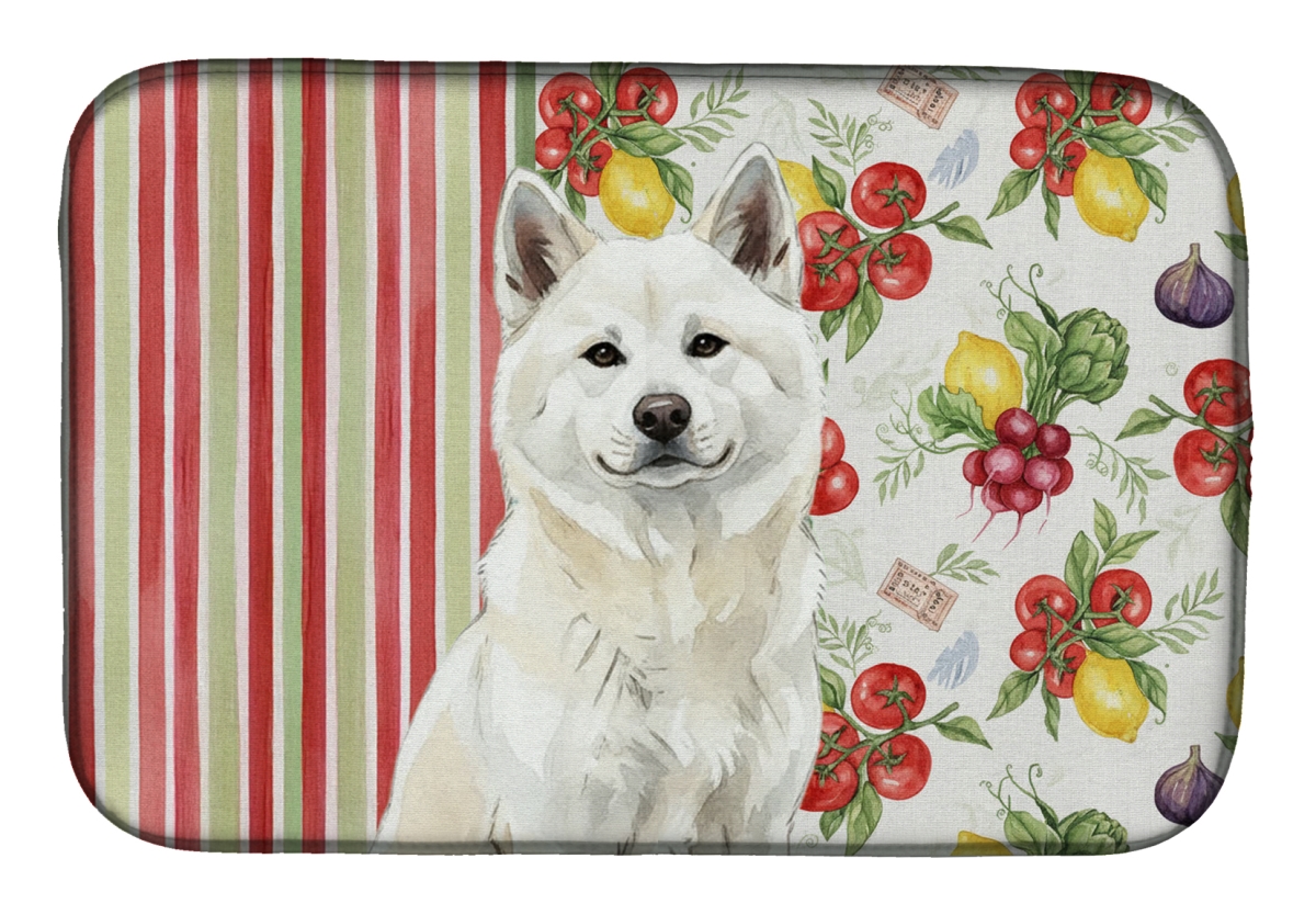 Picture of Carolines Treasures WDK8072DDM 21 x 14 in. White Akita Vegetables Dish Drying Mat