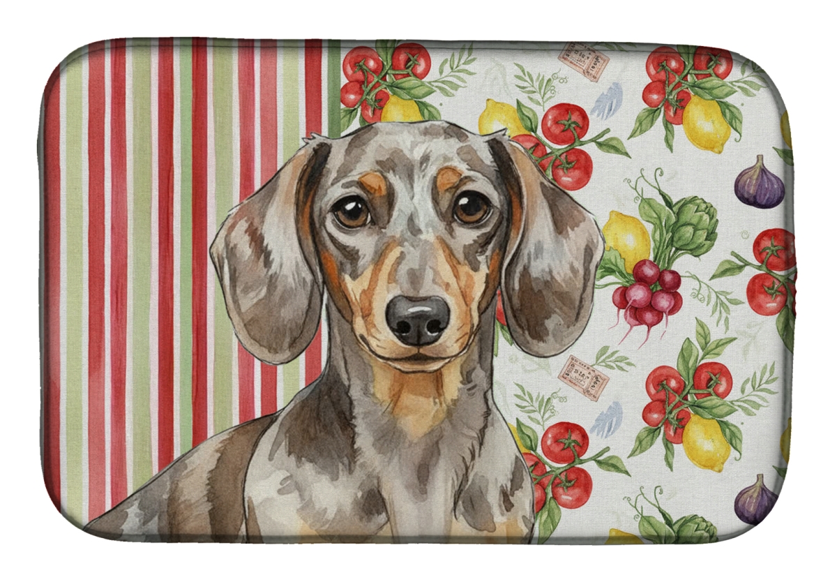 Picture of Carolines Treasures WDK8194DDM 21 x 14 in. Dapple Dachshund Vegetables Dish Drying Mat