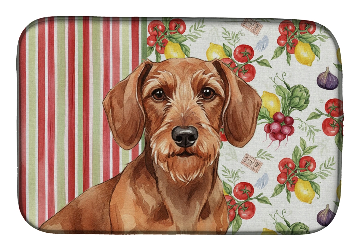 Picture of Carolines Treasures WDK8202DDM 21 x 14 in. Wirehaired Red Dachshund Vegetables Dish Drying Mat