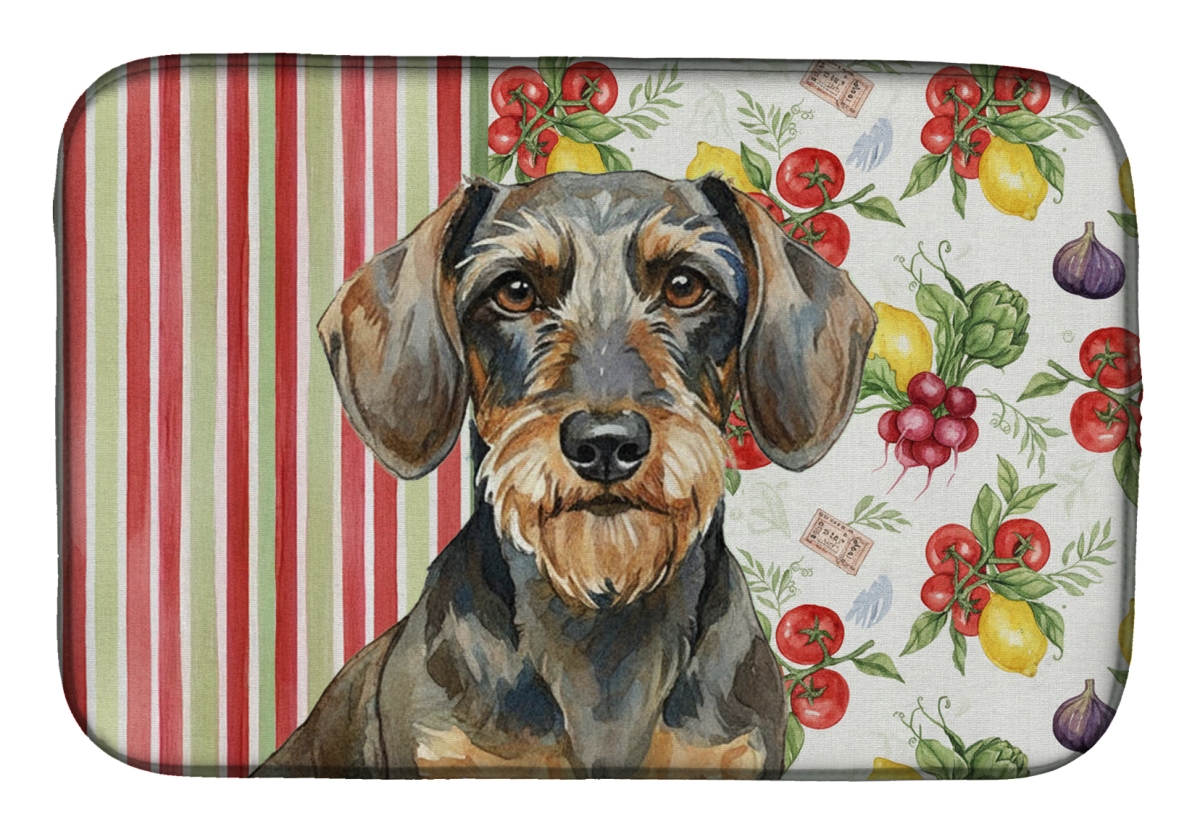 Picture of Carolines Treasures WDK8203DDM 21 x 14 in. Wirehaired Wild Boar Dachshund Vegetables Dish Drying Mat