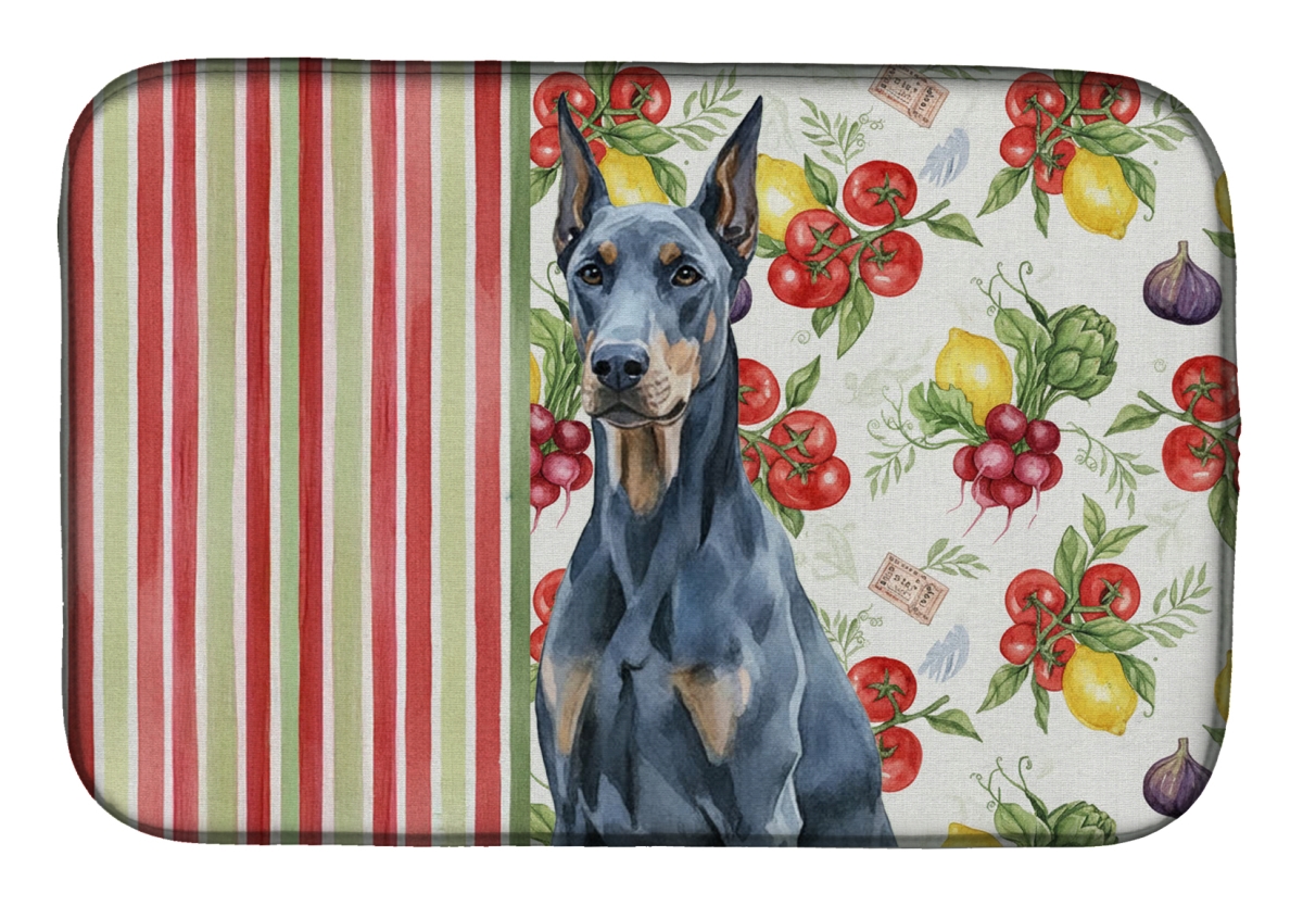Picture of Carolines Treasures WDK8206DDM 21 x 14 in. Blue Doberman Pinscher Vegetables Dish Drying Mat