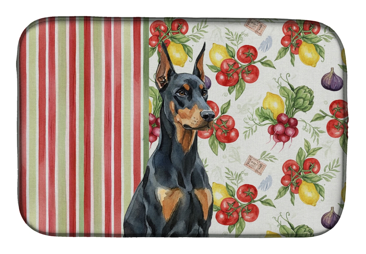 Picture of Carolines Treasures WDK8207DDM 21 x 14 in. Doberman Pinscher Vegetables Dish Drying Mat