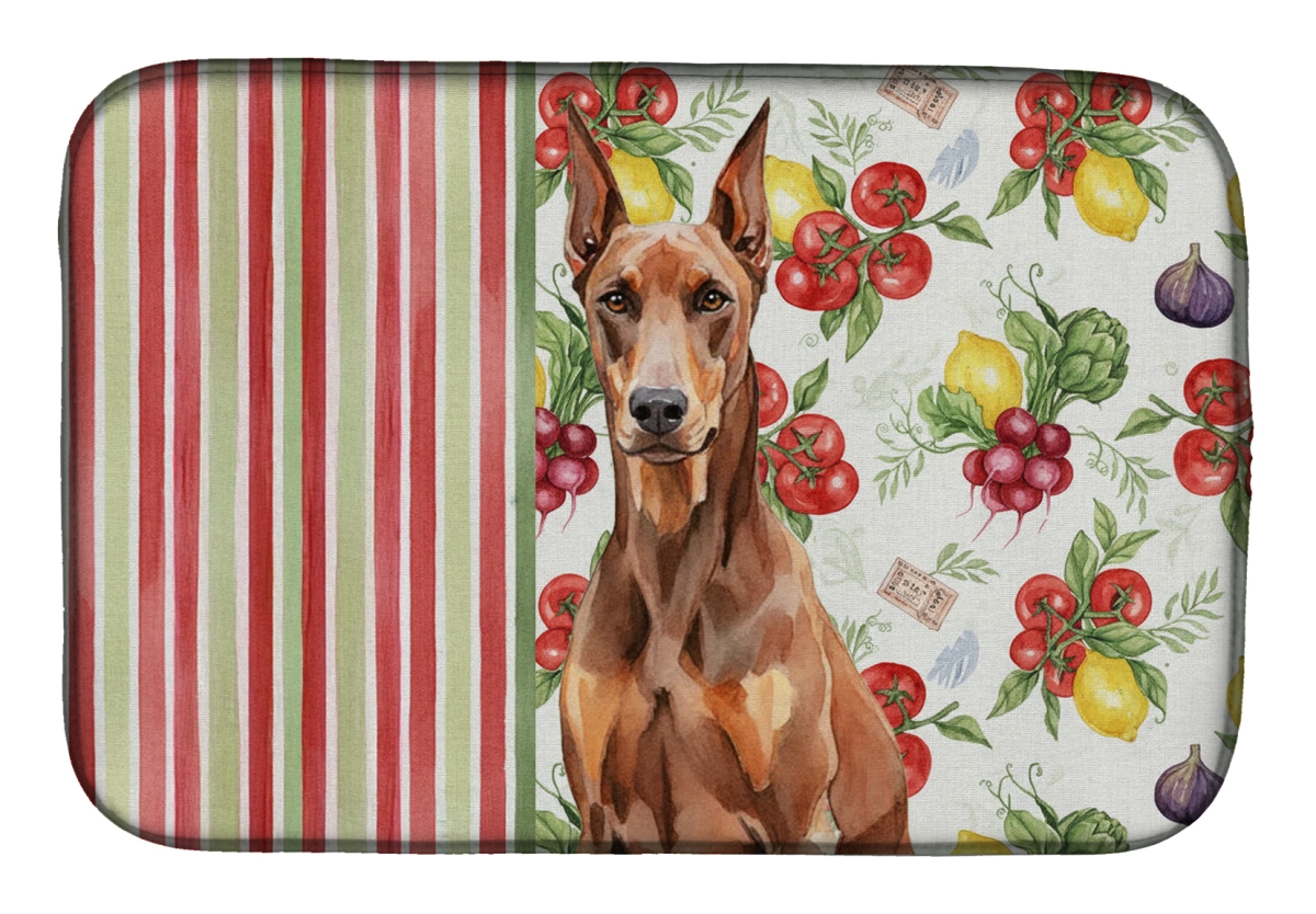 Picture of Carolines Treasures WDK8209DDM 21 x 14 in. Red Doberman Pinscher Vegetables Dish Drying Mat