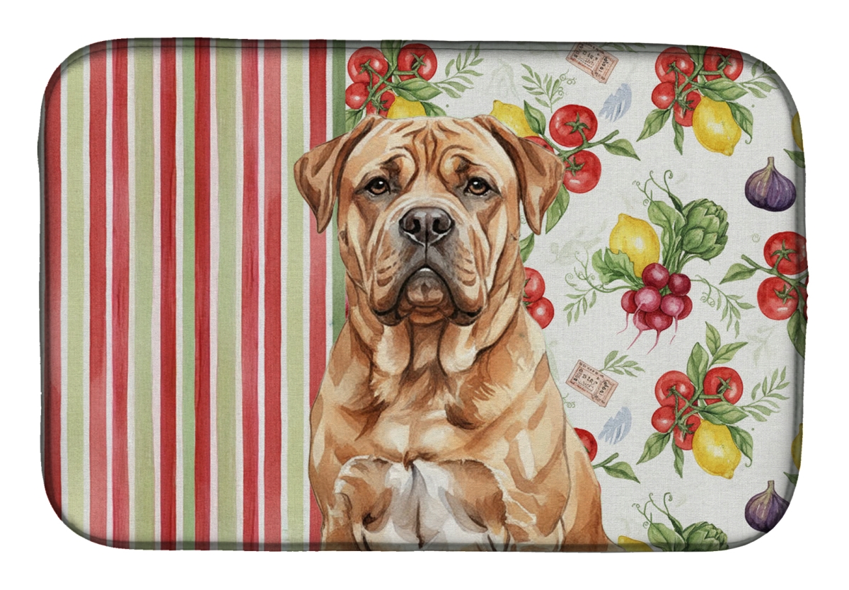 Picture of Carolines Treasures WDK8211DDM 21 x 14 in. Dogue De Bordeaux Vegetables Dish Drying Mat