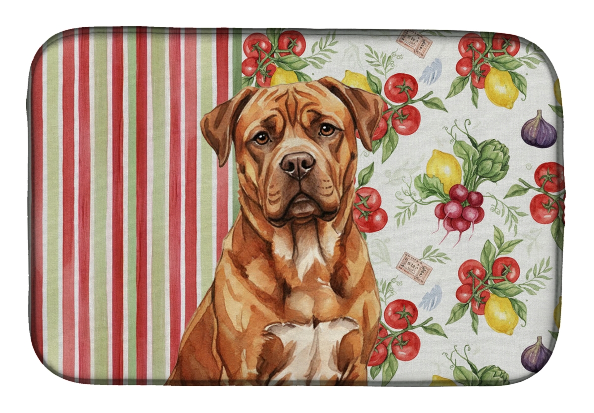 Picture of Carolines Treasures WDK8213DDM 21 x 14 in. Mahogany Dogue De Bordeaux Vegetables Dish Drying Mat