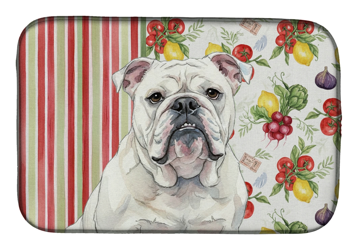 Picture of Carolines Treasures WDK8215DDM 21 x 14 in. White English Bulldog Vegetables Dish Drying Mat