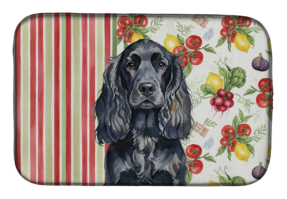 Picture of Carolines Treasures WDK8216DDM 21 x 14 in. Black English Cocker Spaniel Vegetables Dish Drying Mat