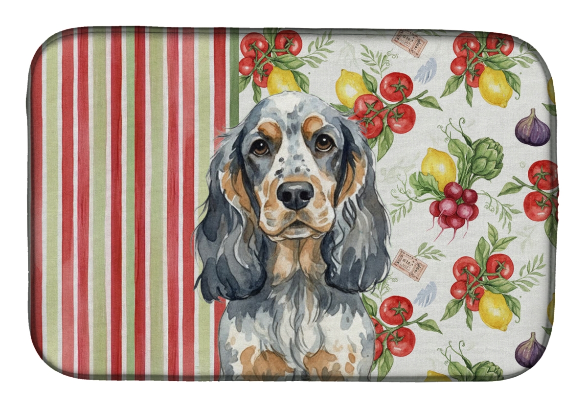 Picture of Carolines Treasures WDK8217DDM 21 x 14 in. Blue Roan & Tan English Cocker Spaniel Vegetables Dish Drying Mat