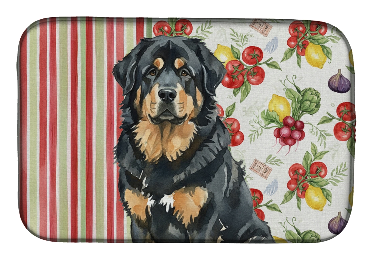 Picture of Carolines Treasures WDK8434DDM 21 x 14 in. Black & Tan Tibetan Mastiff Vegetables Dish Drying Mat
