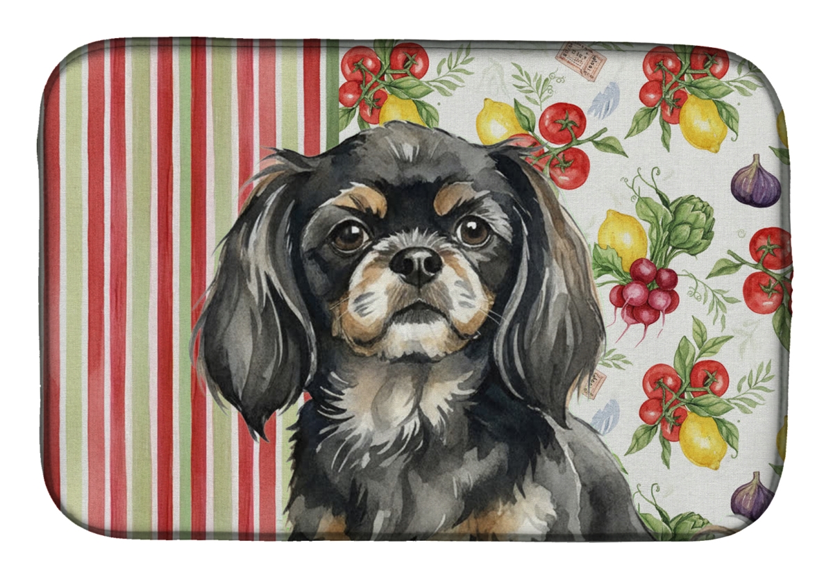 Picture of Carolines Treasures WDK8437DDM 21 x 14 in. Black & Tan Tibetan Spaniel Vegetables Dish Drying Mat