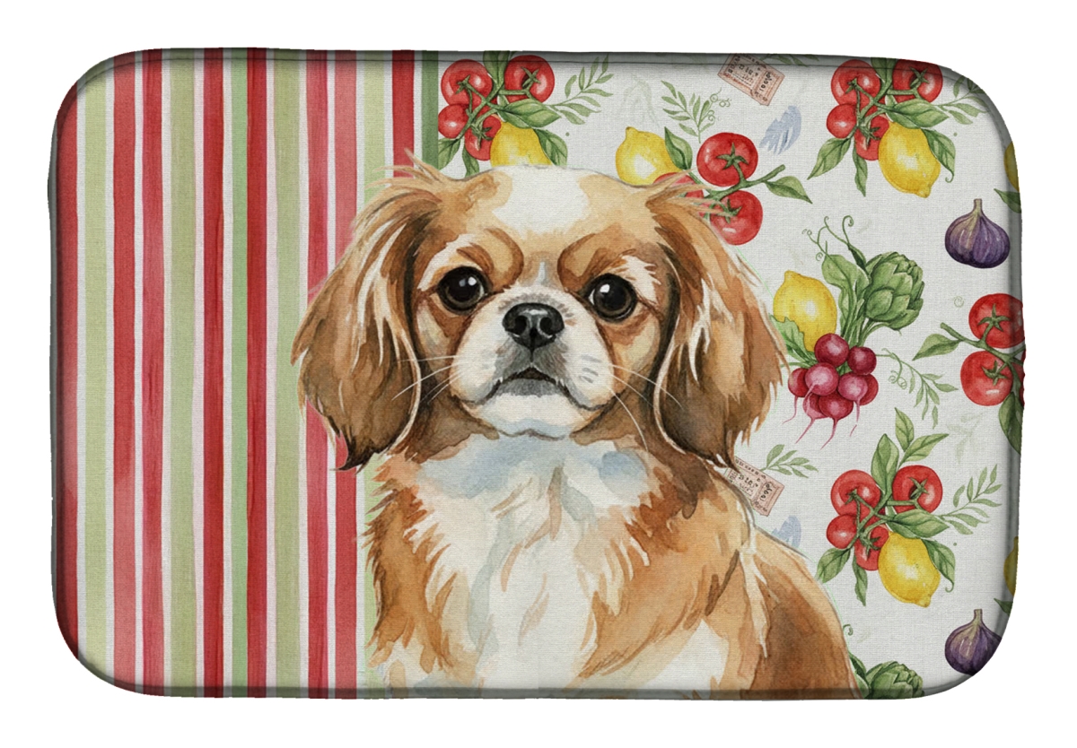 Picture of Carolines Treasures WDK8438DDM 21 x 14 in. Tibetan Spaniel Vegetables Dish Drying Mat
