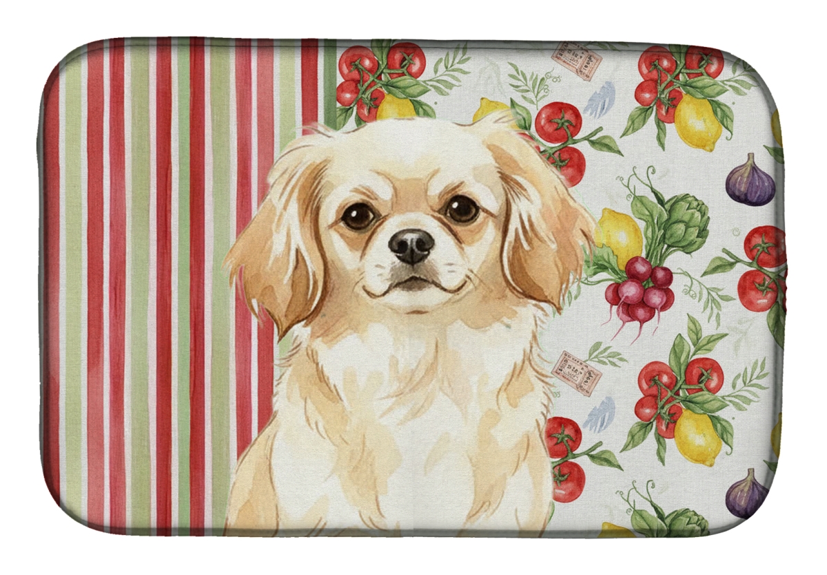Picture of Carolines Treasures WDK8439DDM 21 x 14 in. Cream Tibetan Spaniel Vegetables Dish Drying Mat