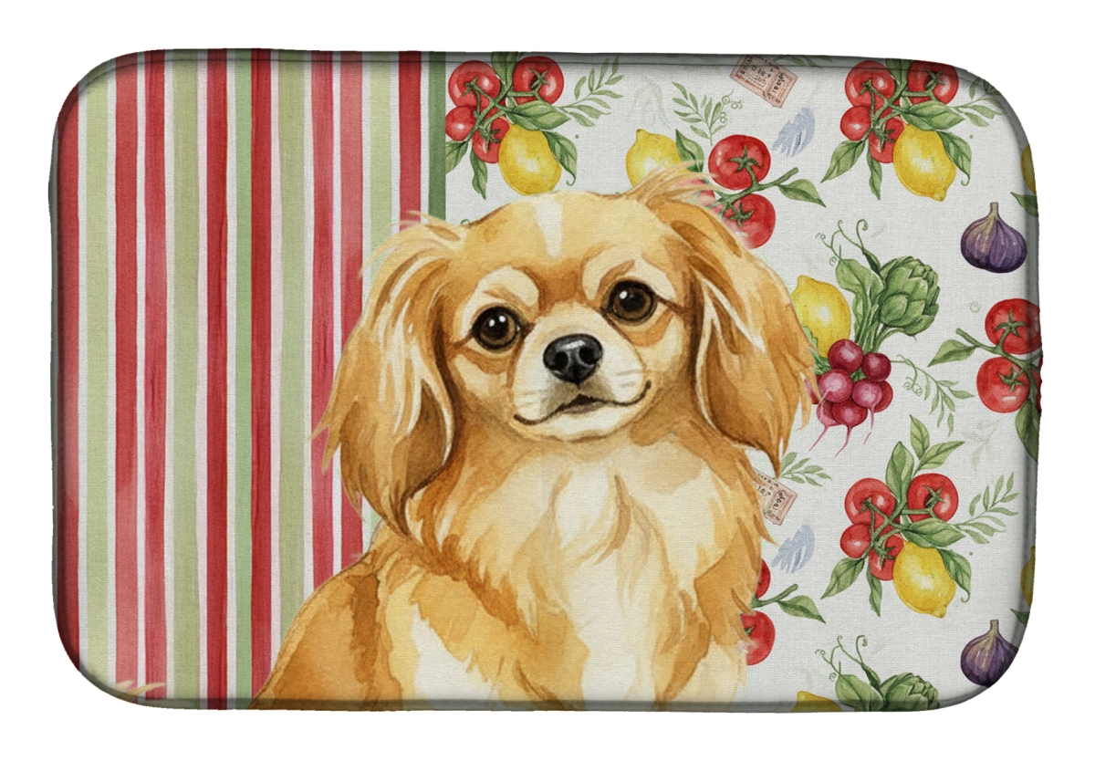 Picture of Carolines Treasures WDK8440DDM 21 x 14 in. Gold Tibetan Spaniel Vegetables Dish Drying Mat