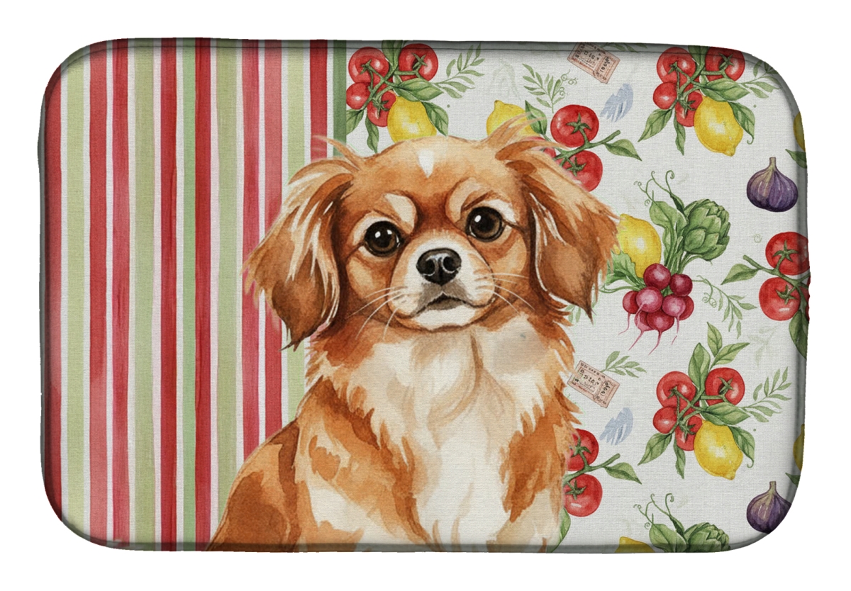 Picture of Carolines Treasures WDK8442DDM 21 x 14 in. Red Tibetan Spaniel Vegetables Dish Drying Mat