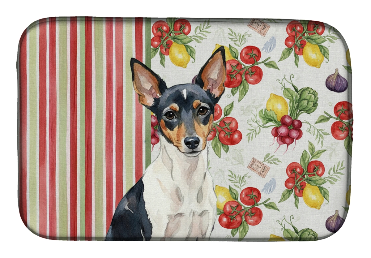 Picture of Carolines Treasures WDK8445DDM 21 x 14 in. Toy Fox Terrier Vegetables Dish Drying Mat