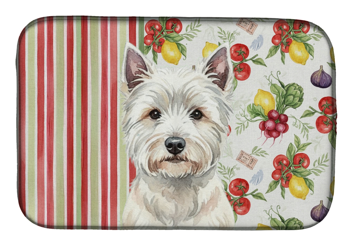 Picture of Carolines Treasures WDK8450DDM 21 x 14 in. Westie Vegetables Dish Drying Mat