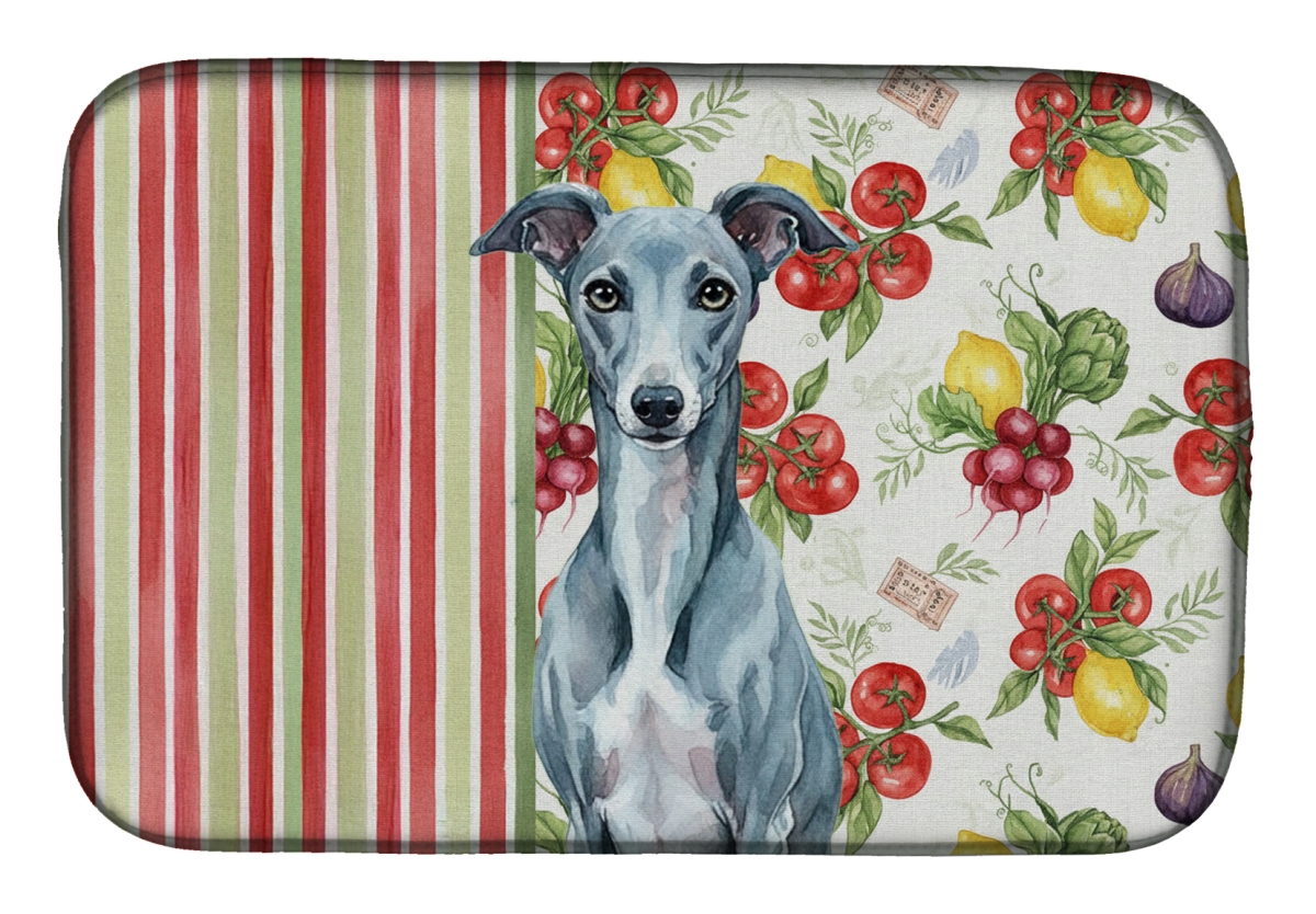 Picture of Carolines Treasures WDK8452DDM 21 x 14 in. Blue Whippet Vegetables Dish Drying Mat