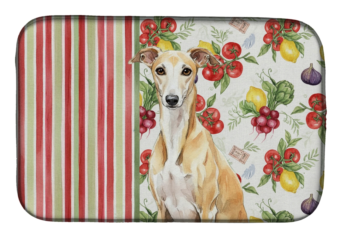 Picture of Carolines Treasures WDK8454DDM 21 x 14 in. Fawn Whippet Vegetables Dish Drying Mat