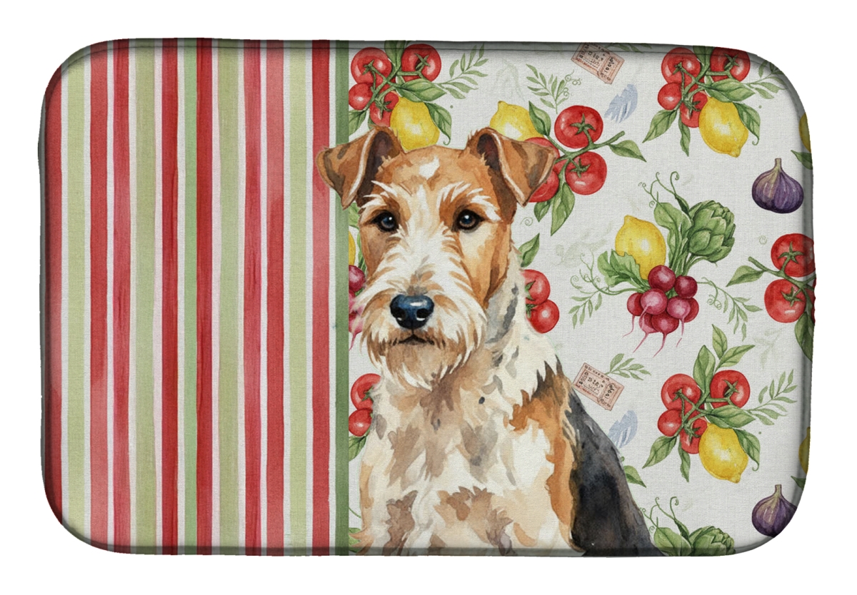Picture of Carolines Treasures WDK8457DDM 21 x 14 in. Wire Fox Terrier Vegetables Dish Drying Mat