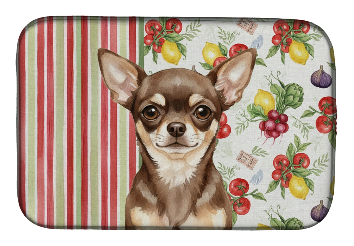 Picture of Carolines Treasures WDK8170DDM 21 x 14 in. Chocolate Chihuahua Vegetables Dish Drying Mat