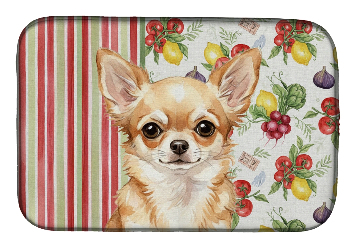 Picture of Carolines Treasures WDK8171DDM 21 x 14 in. Fawn Chihuahua Vegetables Dish Drying Mat