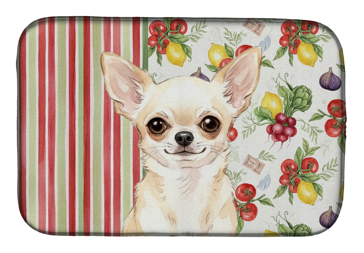 Picture of Carolines Treasures WDK8172DDM 21 x 14 in. Cream Chihuahua Vegetables Dish Drying Mat