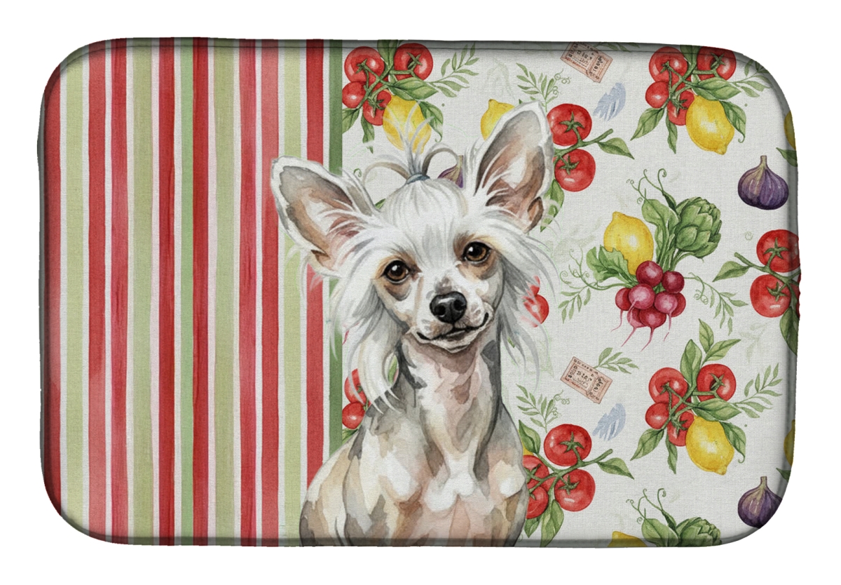 Picture of Carolines Treasures WDK8174DDM 21 x 14 in. Hairless Mottled Pattern Chinese Crested Vegetables Dish Drying Mat