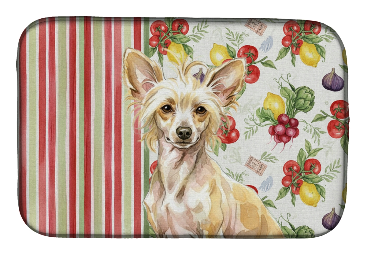 Picture of Carolines Treasures WDK8175DDM 21 x 14 in. Hairless Palomino Chinese Crested Vegetables Dish Drying Mat
