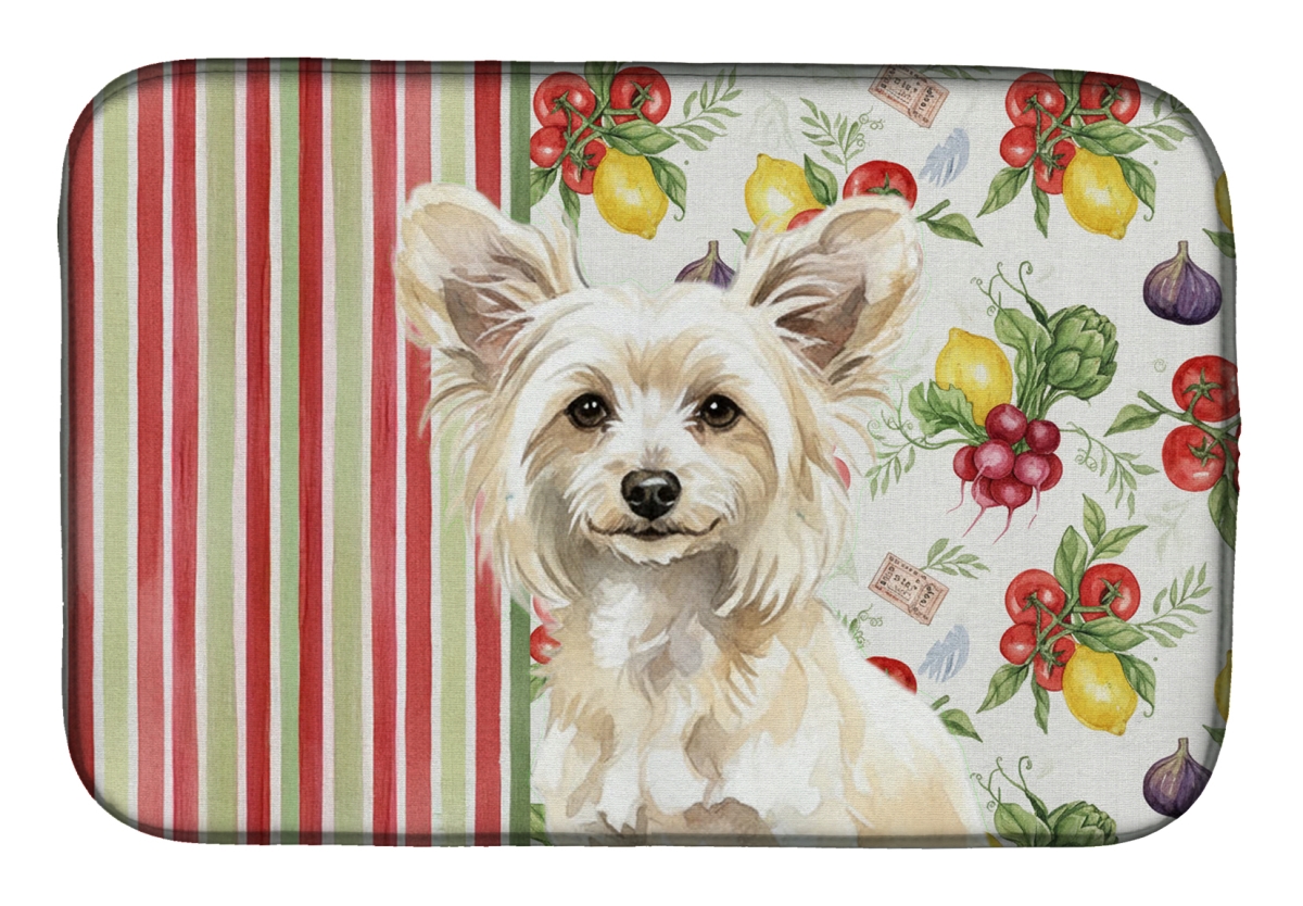 Picture of Carolines Treasures WDK8176DDM 21 x 14 in. Powderpuff Chinese Crested Vegetables Dish Drying Mat