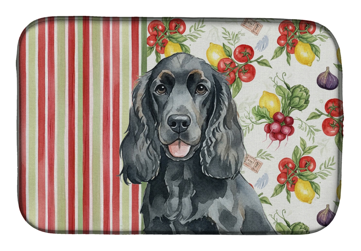 Picture of Carolines Treasures WDK8181DDM 21 x 14 in. Black Cocker Spaniel Vegetables Dish Drying Mat
