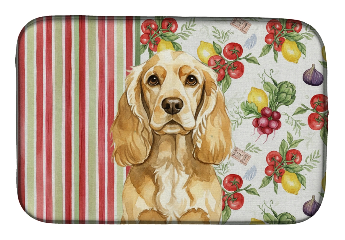 Picture of Carolines Treasures WDK8182DDM 21 x 14 in. Buff Cocker Spaniel Vegetables Dish Drying Mat