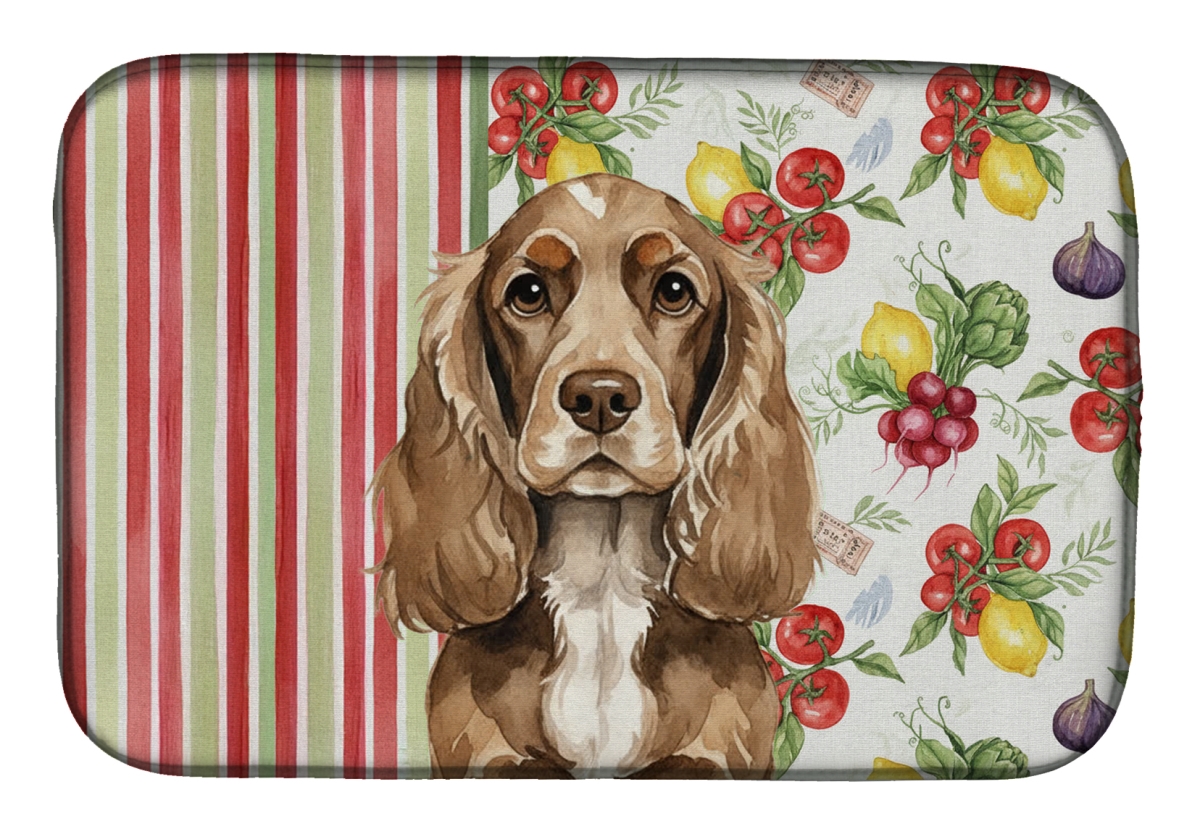 Picture of Carolines Treasures WDK8183DDM 21 x 14 in. Chocolate Cocker Spaniel Vegetables Dish Drying Mat