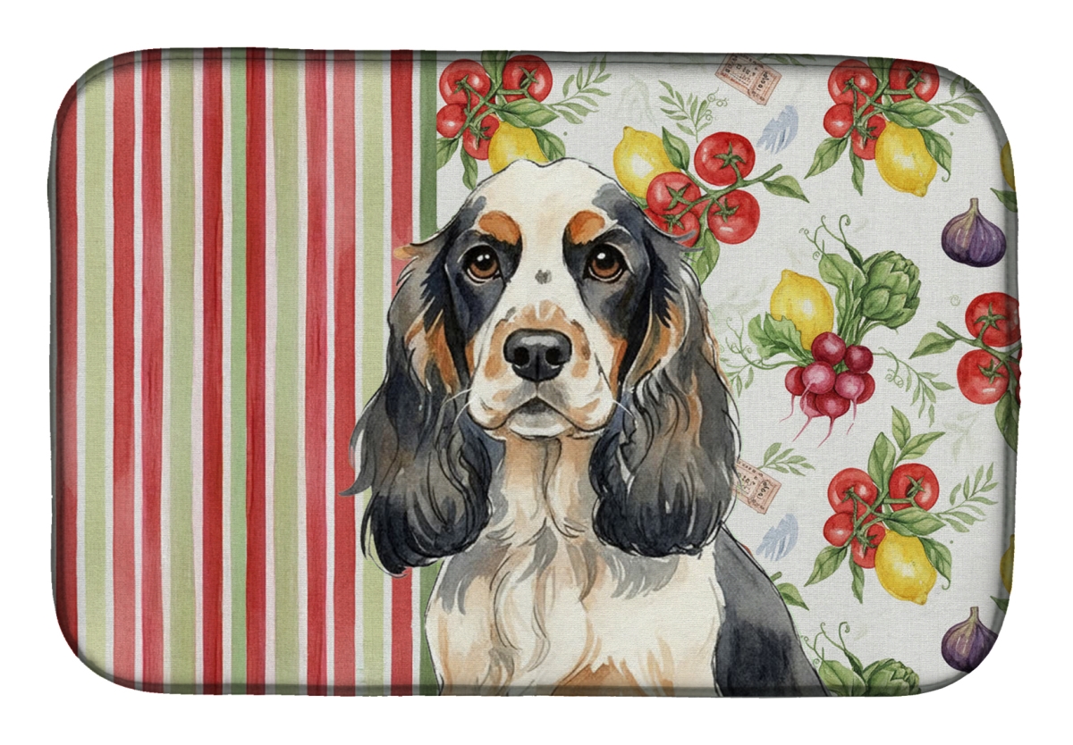 Picture of Carolines Treasures WDK8184DDM 21 x 14 in. Parti Cocker Spaniel Vegetables Dish Drying Mat