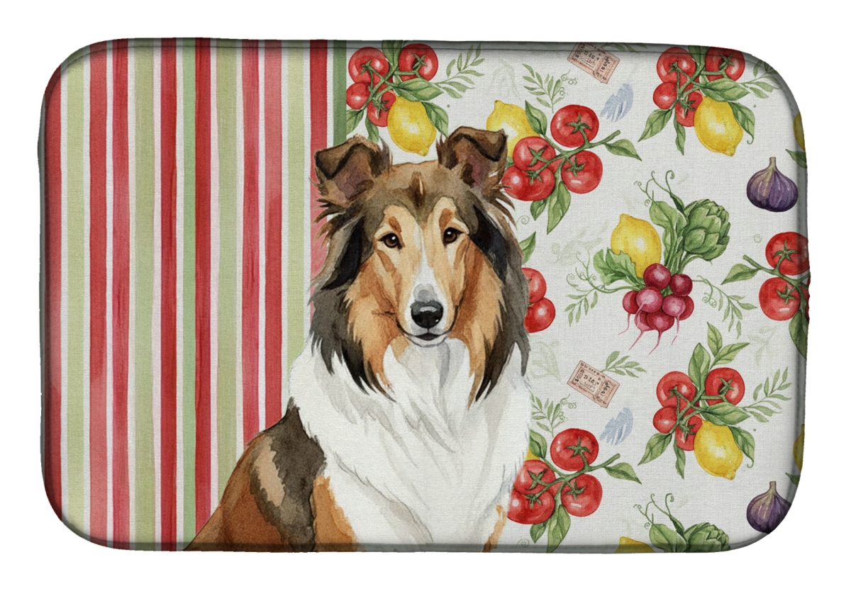 Picture of Carolines Treasures WDK8186DDM 21 x 14 in. Sable Collie Vegetables Dish Drying Mat