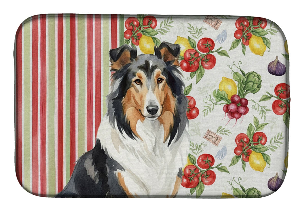 Picture of Carolines Treasures WDK8187DDM 21 x 14 in. Tricolor Collie Vegetables Dish Drying Mat