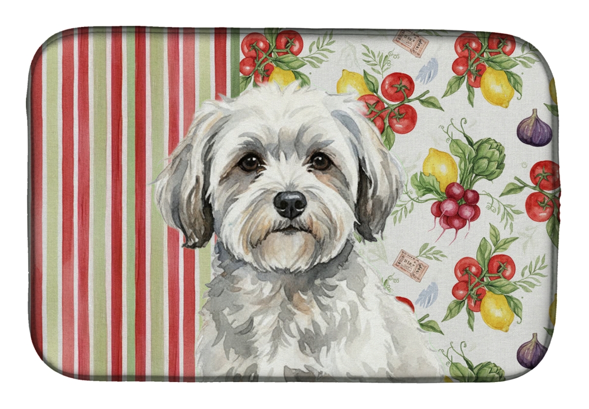 Picture of Carolines Treasures WDK8190DDM 21 x 14 in. White with Gray Coton De Tulear Vegetables Dish Drying Mat