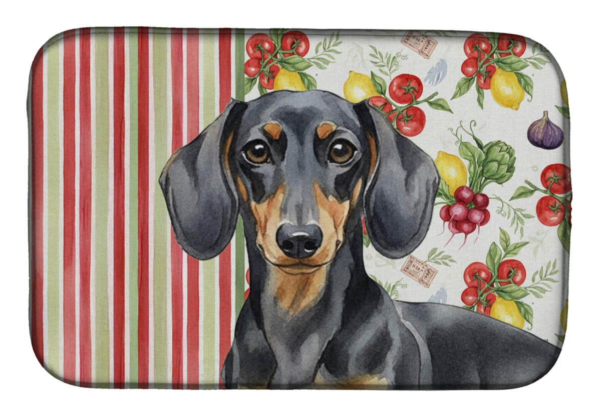 Picture of Carolines Treasures WDK8191DDM 21 x 14 in. Black & Tan Dachshund Vegetables Dish Drying Mat