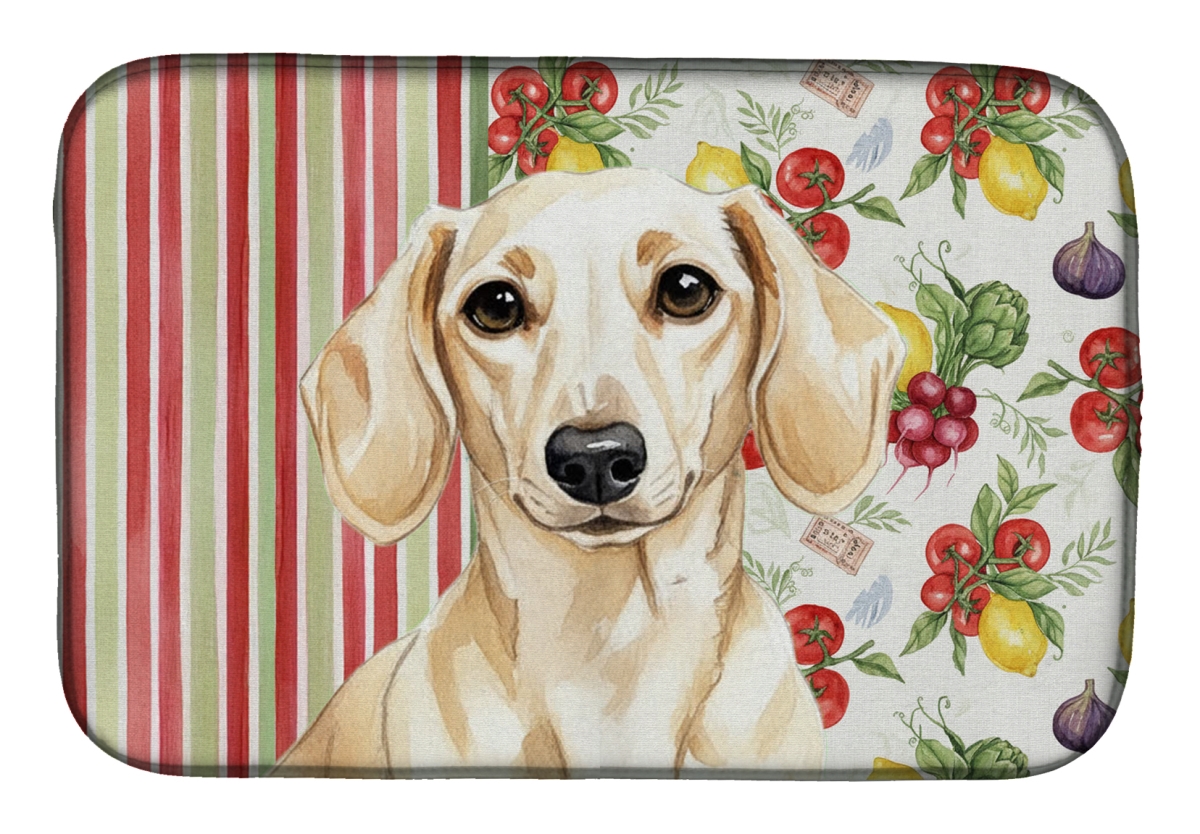 Picture of Carolines Treasures WDK8193DDM 21 x 14 in. Cream Dachshund Vegetables Dish Drying Mat