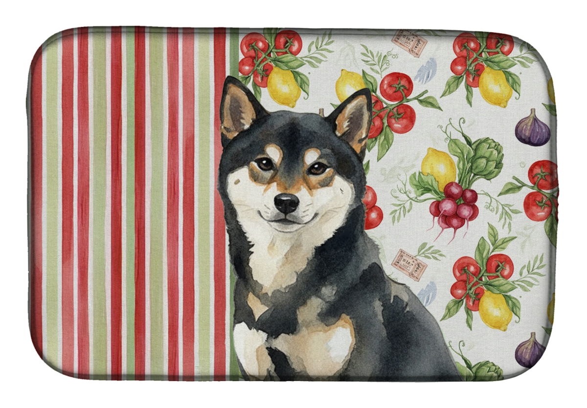 Picture of Carolines Treasures WDK8413DDM 21 x 14 in. Black & Tan Shiba Inu Vegetables Dish Drying Mat