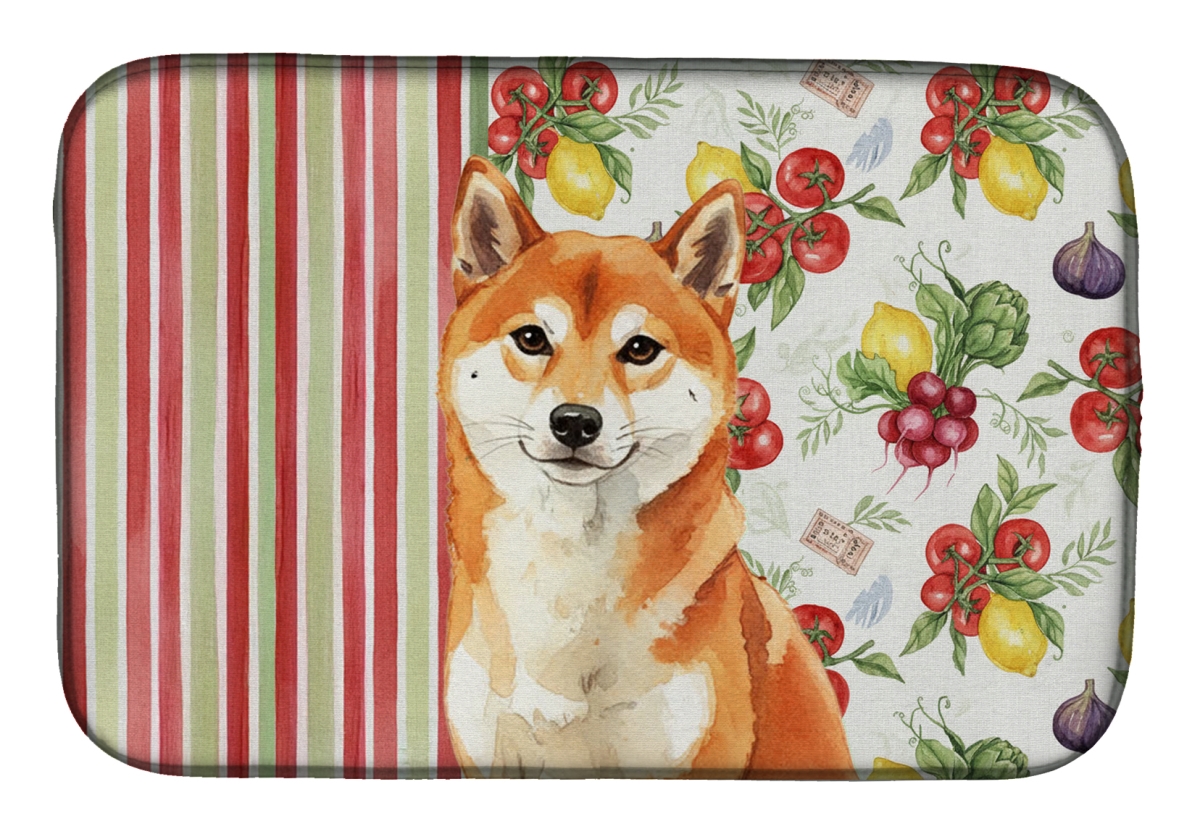 Picture of Carolines Treasures WDK8415DDM 21 x 14 in. Red Shiba Inu Vegetables Dish Drying Mat