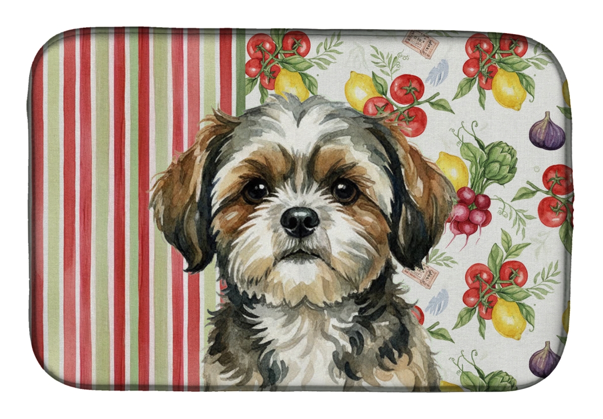 Picture of Carolines Treasures WDK8417DDM 21 x 14 in. Brindle Shih Tzu Vegetables Dish Drying Mat