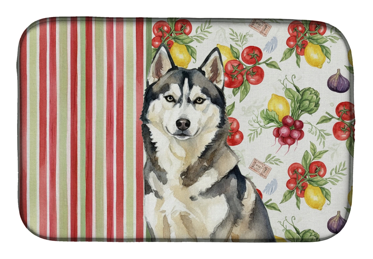 Picture of Carolines Treasures WDK8420DDM 21 x 14 in. Agouti Siberian Husky Vegetables Dish Drying Mat