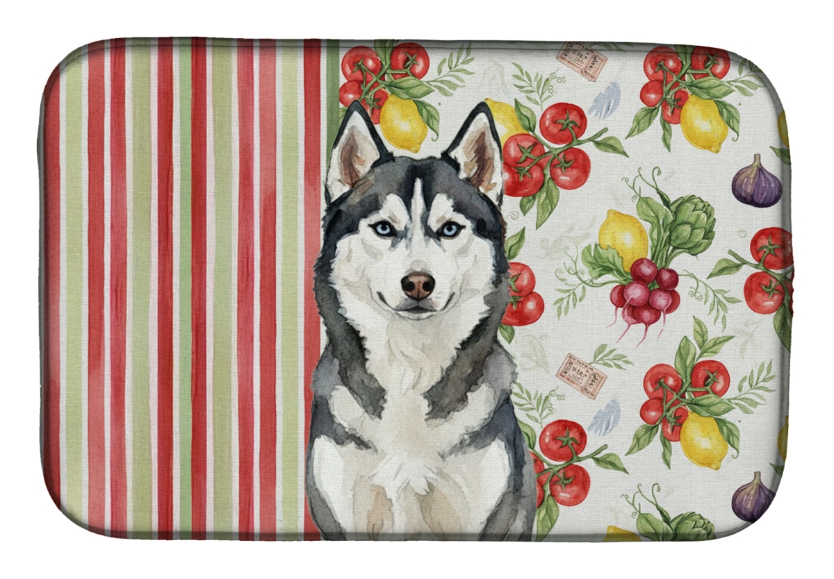 Picture of Carolines Treasures WDK8421DDM 21 x 14 in. Siberian Husky Vegetables Dish Drying Mat