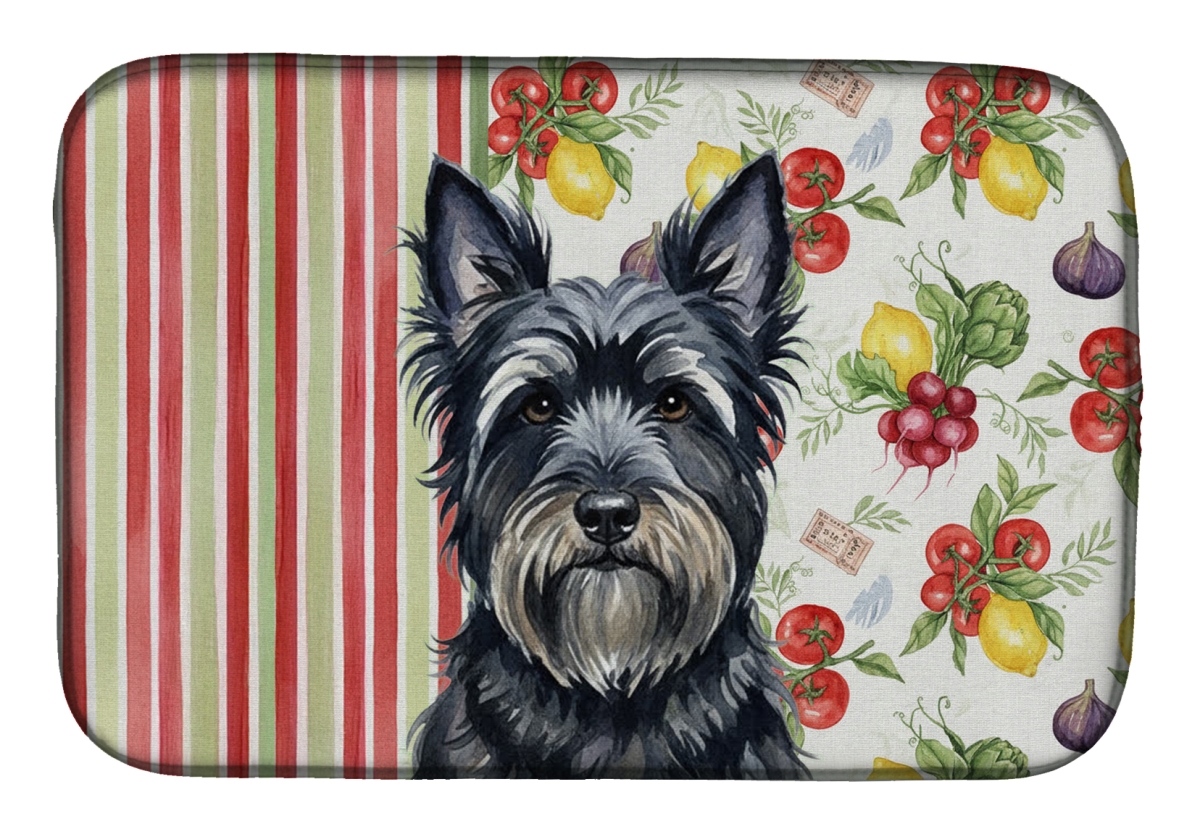 Picture of Carolines Treasures WDK8423DDM 21 x 14 in. Black Skye Terrier Vegetables Dish Drying Mat