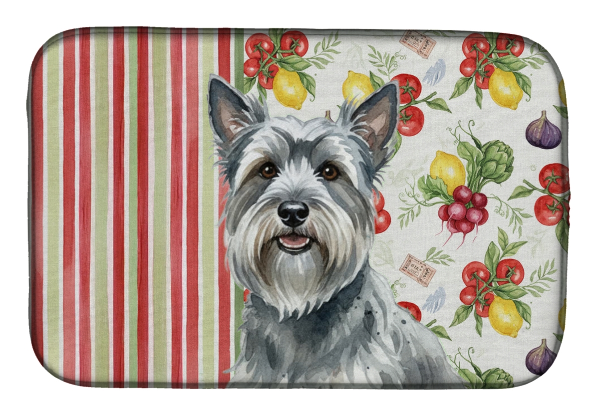 Picture of Carolines Treasures WDK8424DDM 21 x 14 in. Gray Skye Terrier Vegetables Dish Drying Mat