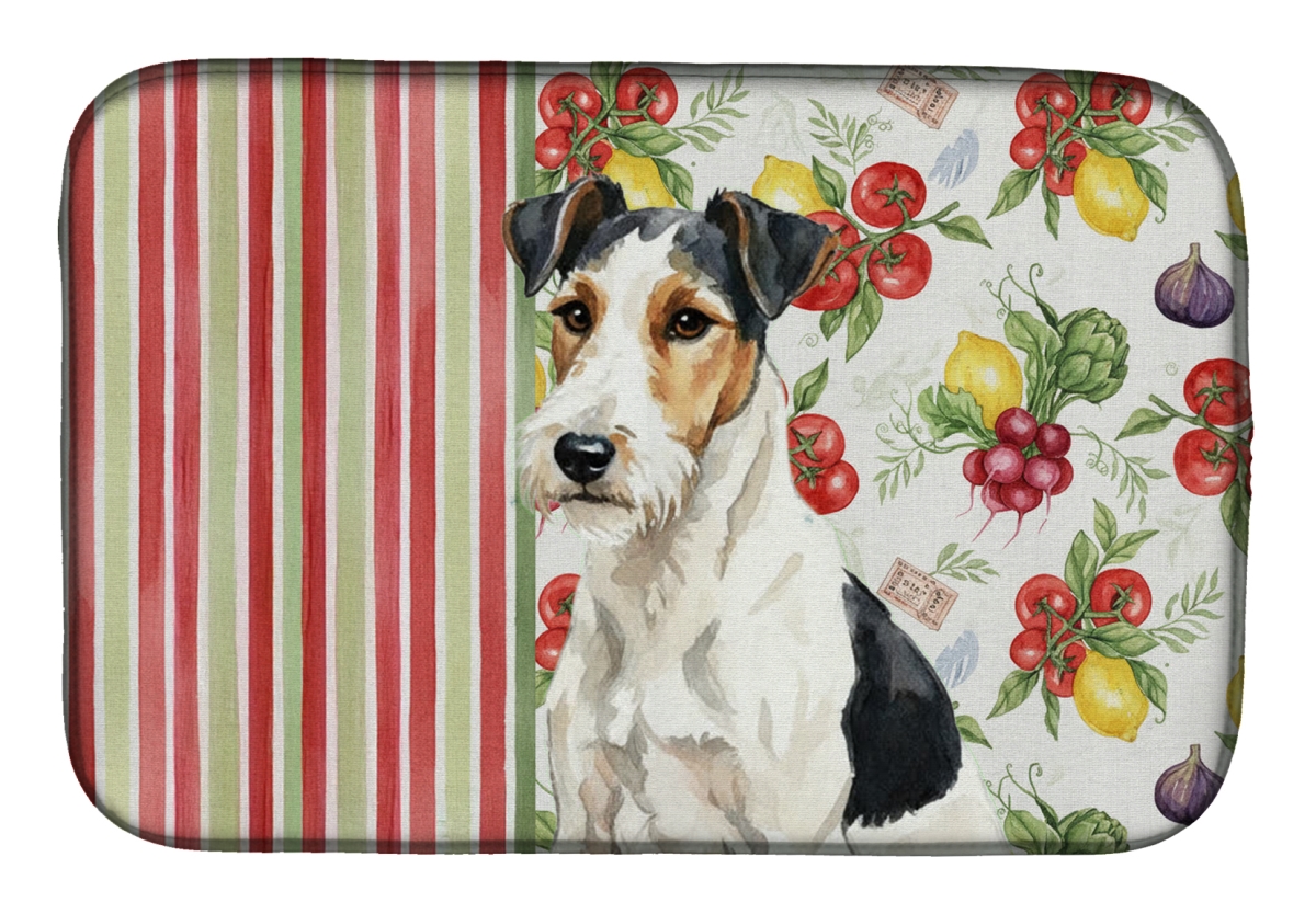 Picture of Carolines Treasures WDK8425DDM 21 x 14 in. Smooth Fox Terrier Vegetables Dish Drying Mat