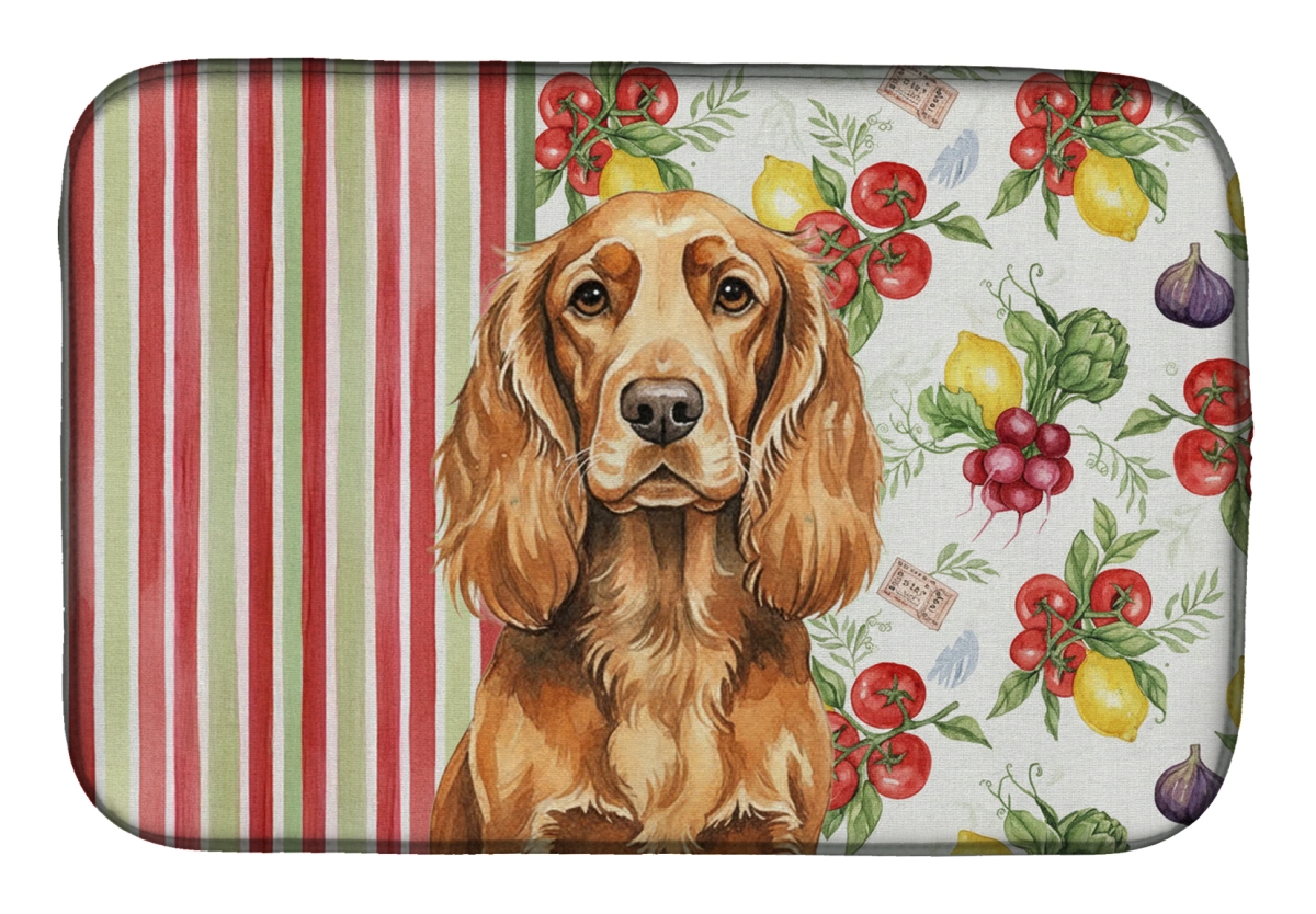 Picture of Carolines Treasures WDK8433DDM 21 x 14 in. Sussex Spaniel Vegetables Dish Drying Mat
