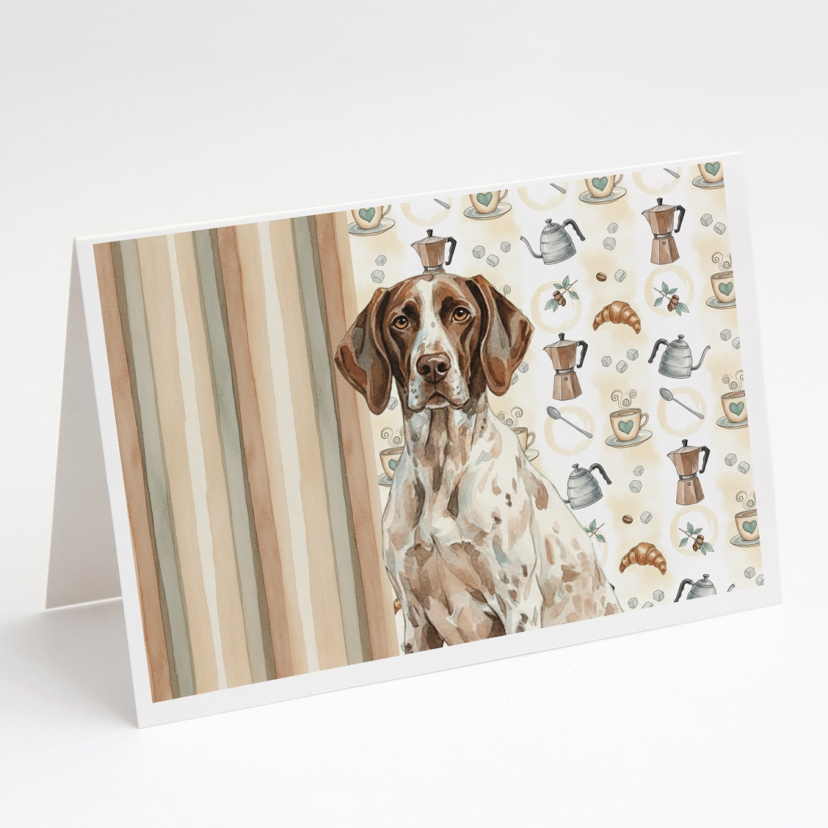 WDK7448GCA7P 5 x 7 in. German Shorthaired Pointer Coffee Bar Greeting Cards, Pack of 8